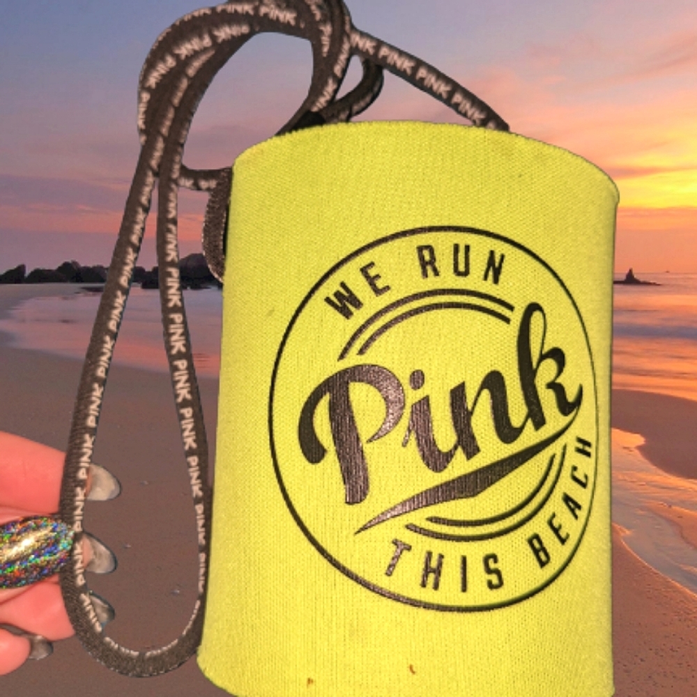 Donating! Matching Fanny Pack Included! PINK Coozie Neon Green Necklace